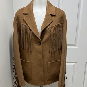 LoveShackFancy Maebella jacket. Boho, whimsy, luxury chic. Sz S. Dark Camel